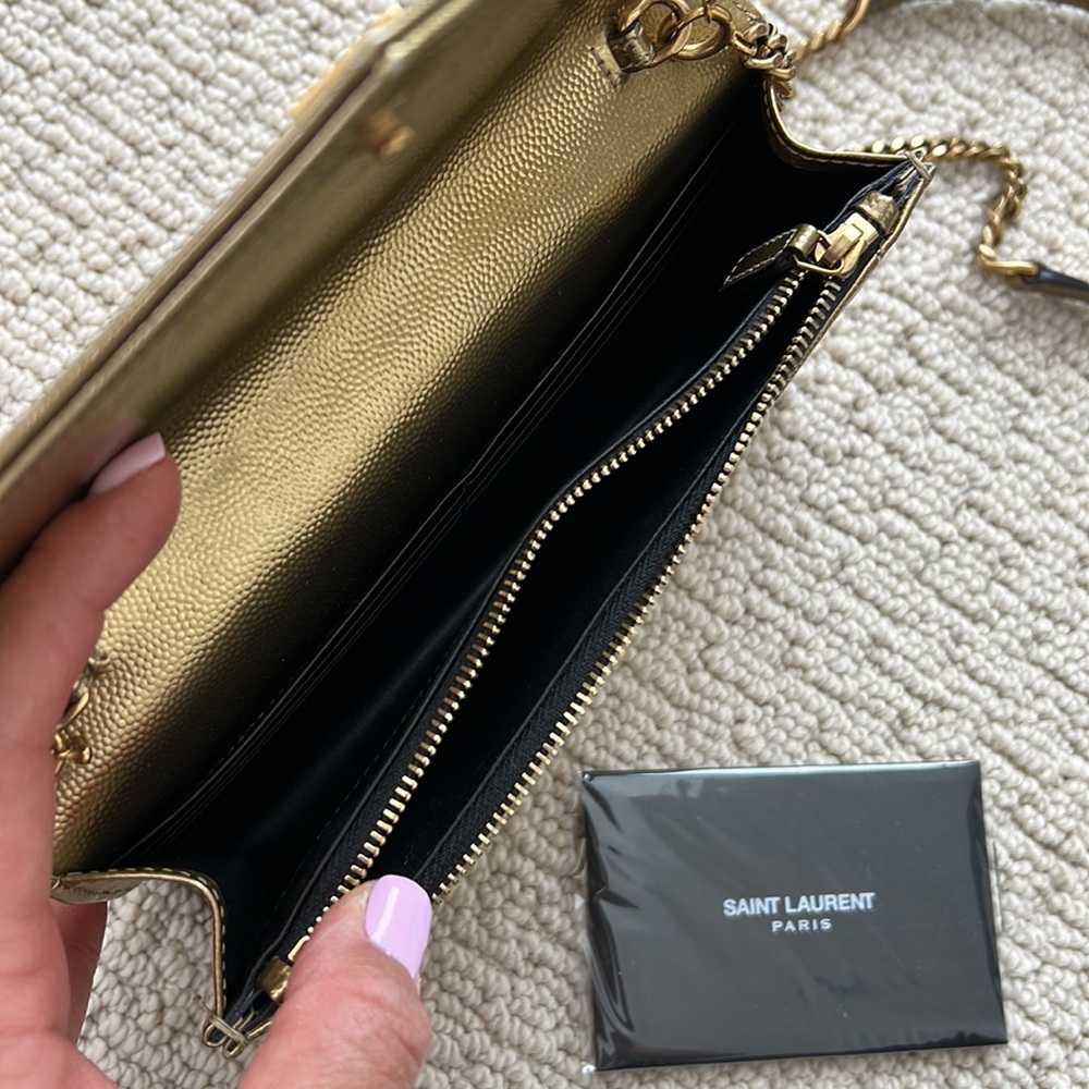 YSL Gold wallet on chain with detachable strap - Picture 9 of 16